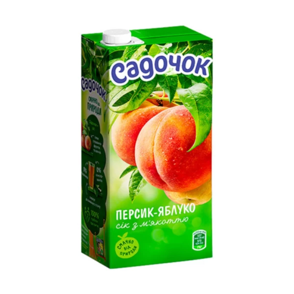 Сок Садочок Персиково-яблочный с мякотью 0,95 л - image 1