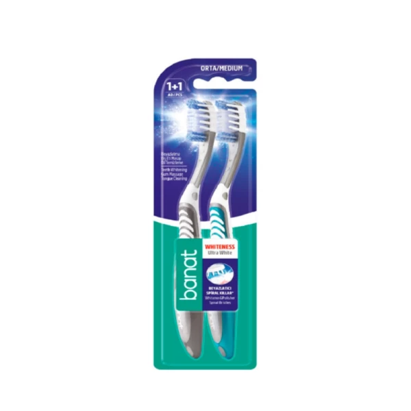 Banat Зубная щётка Ultra White 1+1, Medium - image 1
