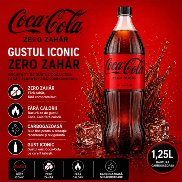 Coca Cola Bautura carbogazoasă, Zero Zahar 1,25L - image 2