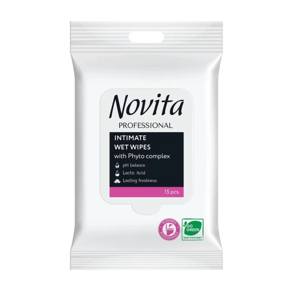 Novita Servetele umede intime cu derivate din plante Proffesional, 15 bucati - image 1