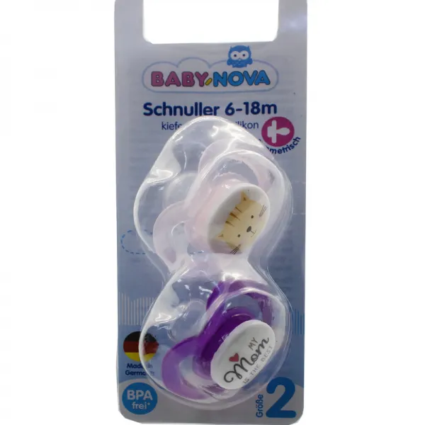 Baby Nova Suzeta simetrica fara inel, 6 luni+, Silicon, fara BPA, 2 buc./blister - image 2