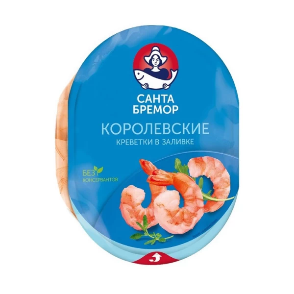 Санта Бремор Мясо креветки белоногой ваннамей с хвостовым сегментом Королевская в заливке 180г - image 1
