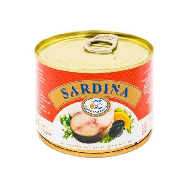 Золотая Сеть Сардины салатные натуральные с добавлением масла 250 г - image 1