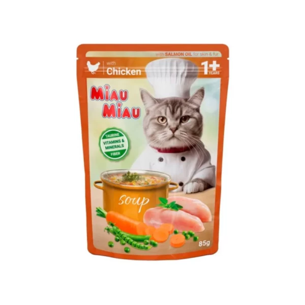 Miau Miau Корм для кошек с мясом курицы и овощами 85гр - image 1