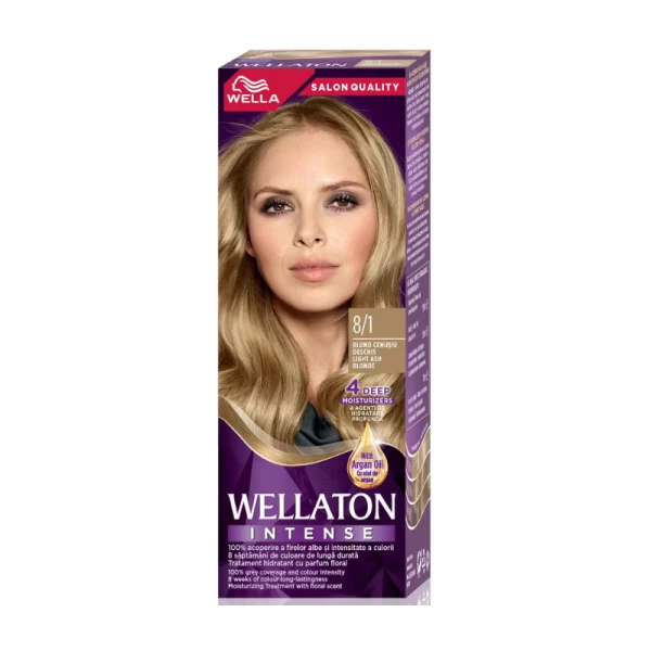Стойкая краска для волос Wellaton Светлый пепельный блонд 8/1, 110 мл - image 1