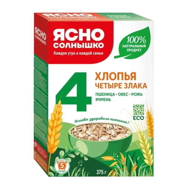 Ясно Солнышко Хлопья 4 злака 375 г - image 1