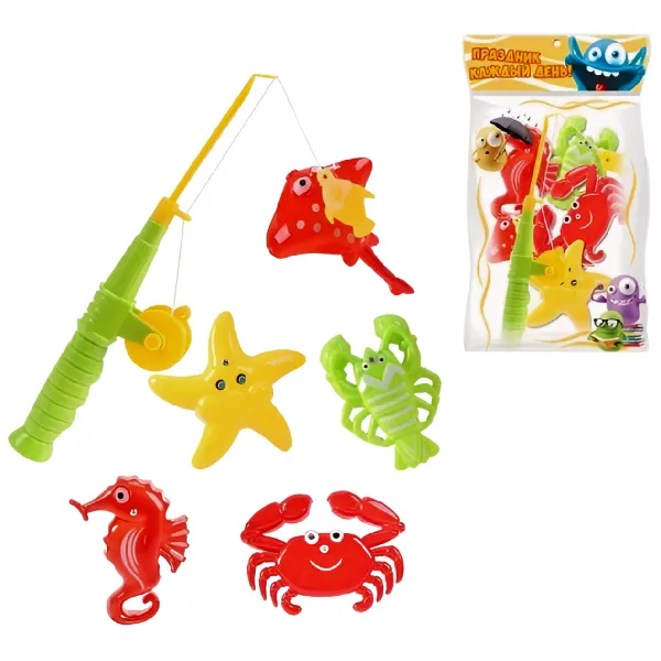 Рыбалка для детей на магните (1 удочка, 5 морских животных) - image 1