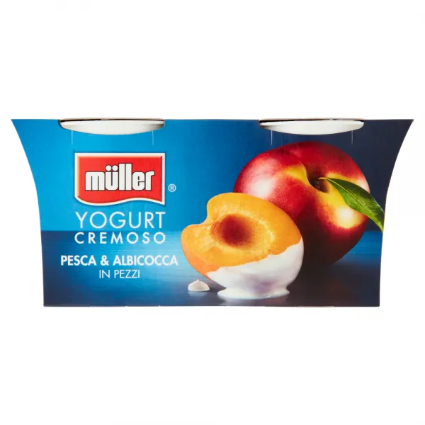 Muller Pezzi iaurt cu bucati de piersici si caise 2*125g - image 1