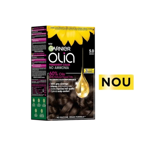 Стойкая краска для волос без аммиака Garnier Olia 5.0 Brown - image 1