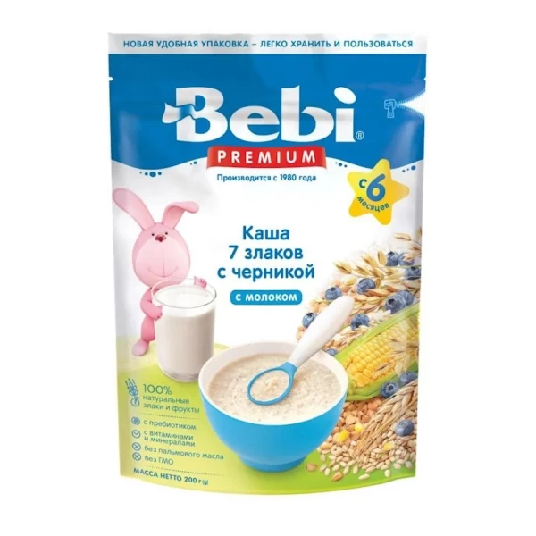 Каша молочная 7 злаков Bebi Premium с черникой (6+ мес.), 200 г - image 1
