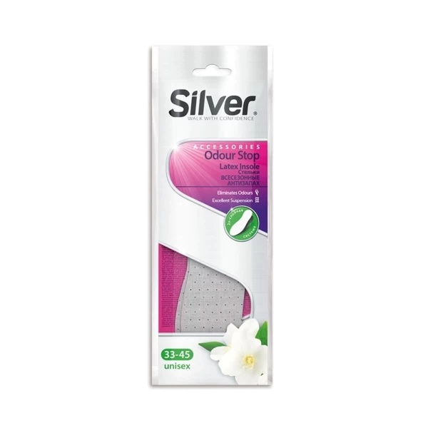 Стельки для обуви Silver Active-Fresh Latex Активная свежесть, всесезонные, размер 33-45 - image 1