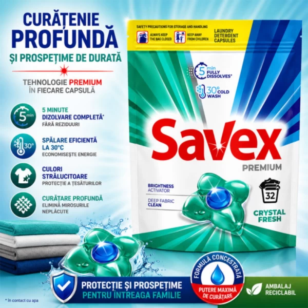 Savex Капсулы для стирки для цветного белья Crystal Fresh 32 шт - image 2
