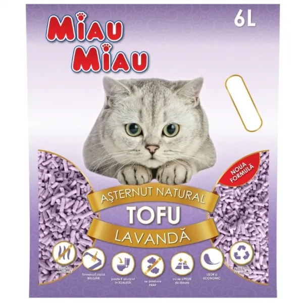 Miau Miau Asternut igienic pentru pisici tofu Lavanda 6L - image 1