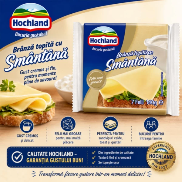 Hochland Branza topita 7 felii smantana 140g - image 2