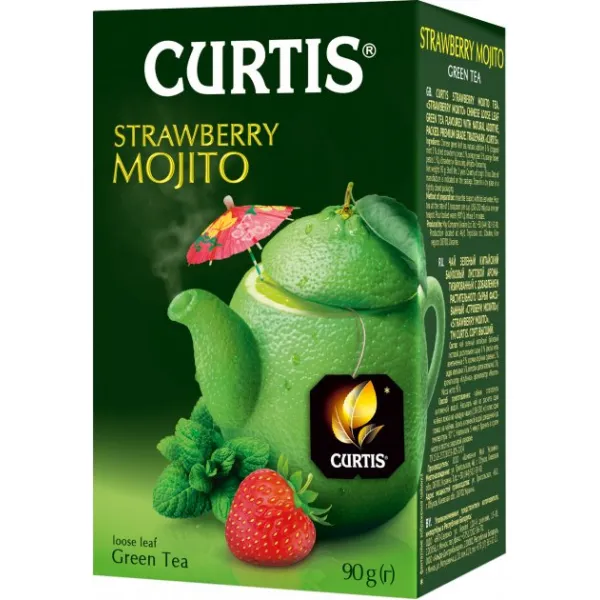 Чай зеленый байховый со вкусом клубничного мохито Curtis Strawberry Mojito 90 г - image 1