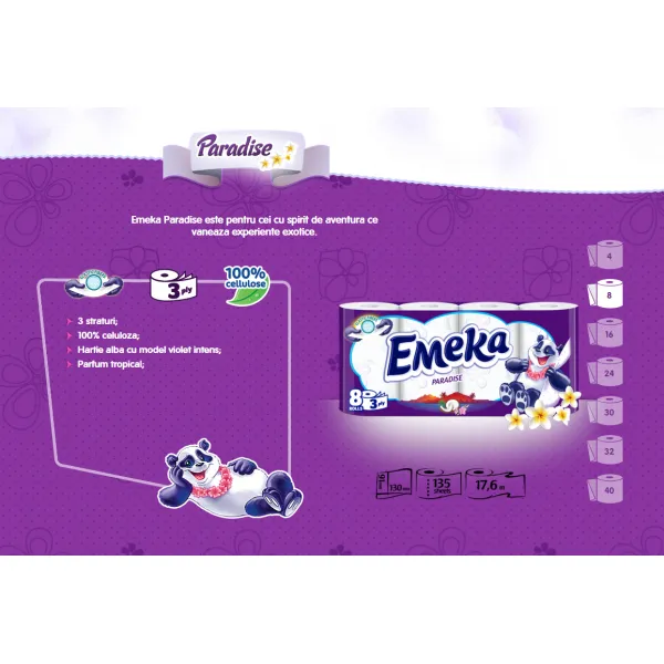 Emeka Hartie igienica, 3 straturi, 8 role Paradise - image 2
