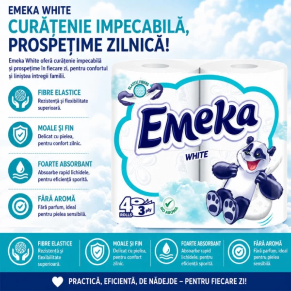 Туалетная бумага Emeka White 3 слоя 4 рулона - image 2