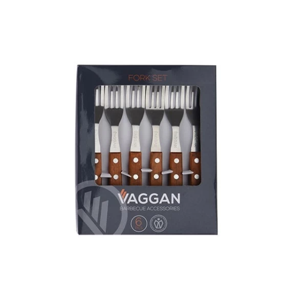 Набор вилок для стейка Vaggan 6шт 19см, дерев ручка - image 1