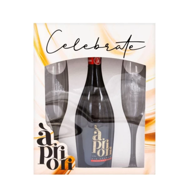 Set Cadou Vin Spumant Apriori Muscat 0.75l + 2 pocale - image 1