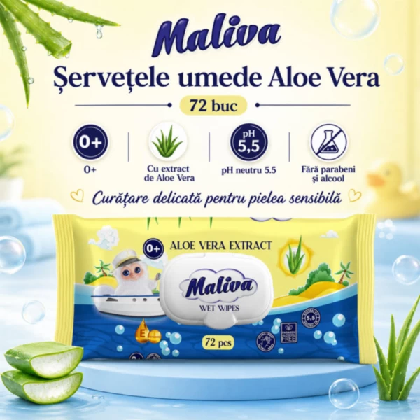Maliva Servetele umede 72 buc Aloe Vera - image 2
