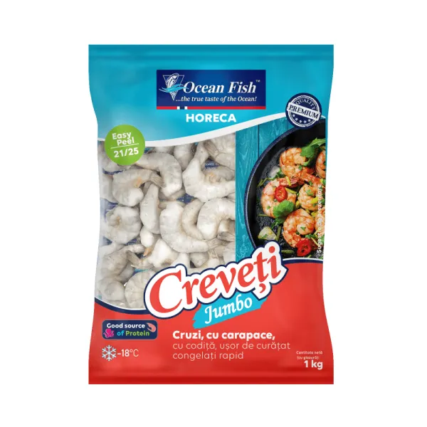 Ocean Fish Сырые креветки без головы с панцирем 21/25 1кг - image 1