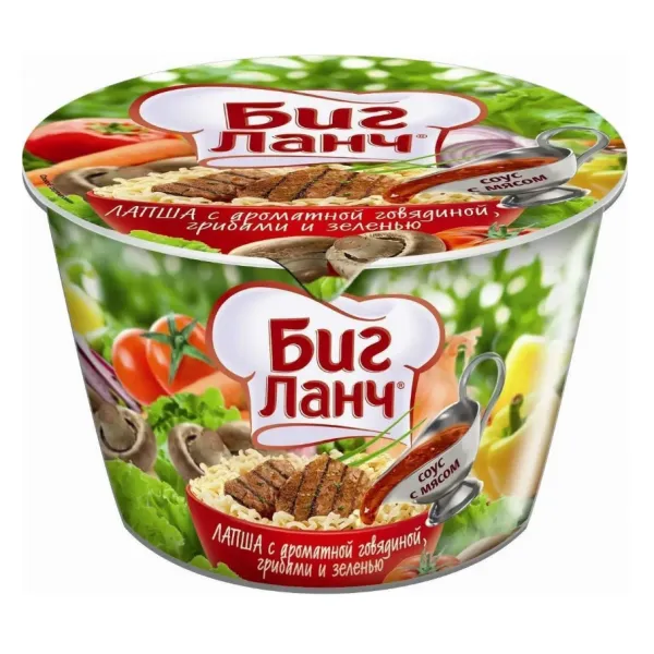 Лапша Биг Ланч Говядина, грибы и зелень 90 г - image 1