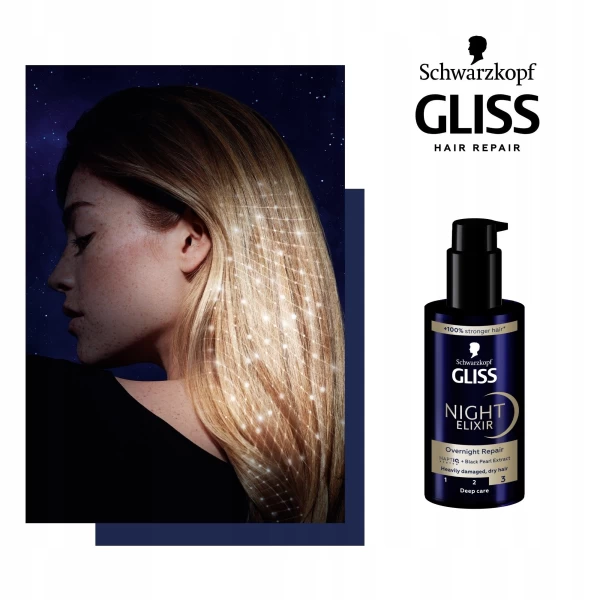 Gliss Night Elixir Overnight Repair Лечебная сыворотка для очень поврежденных и сухих волос Schwarzk - image 3