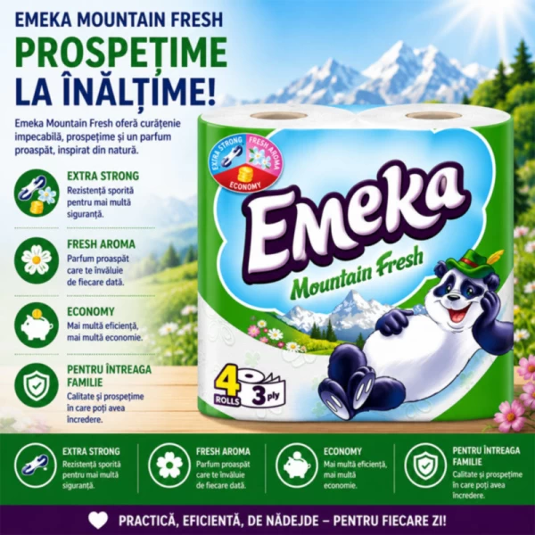 Emeka Hartie igienica, 3 straturi, 4 role Mountain Fresh - image 2