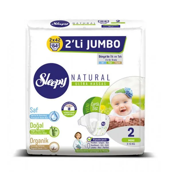 Sleepy Natural Scutece Jumbo 2 Mini (3-6) 84 buc - image 1