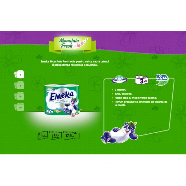 Emeka Hartie igienica, 3 straturi, 8 role Mountain Fresh - image 2