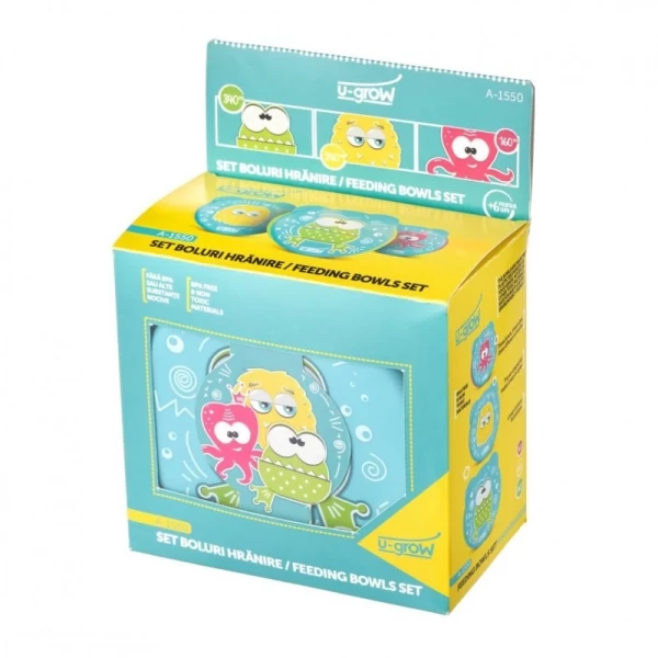 Set 3 boluri de hranire cu capac, 160/240/340 ml, U-grow - image 1