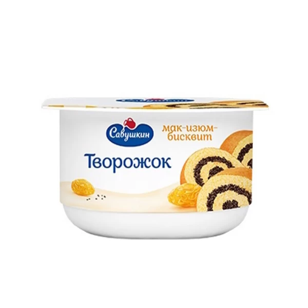 Паста творожная десертная мак-изюм-бисквит 3,5%, 120г - image 1