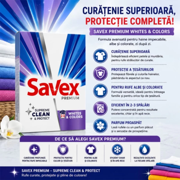Savex Detergent manual 300gr Premium Whites Colors - image 2