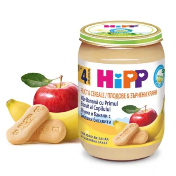 HiPP Piure de mere cu banane si biscuiti (4+ luni), 190 g - image 1