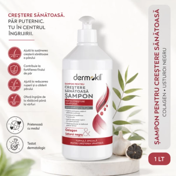 Dermokil sampon 1000 ml pentru cresc Collagen, Black Garlic - image 2