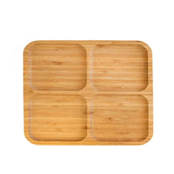 Platou patrat cu 4 compartimente, 20 cm, BAMBUS - image 1