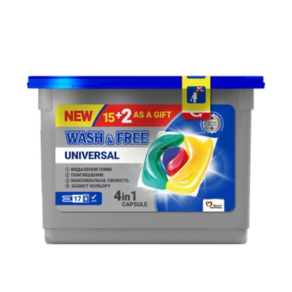 Wash&Free Detergent capsule universal 17 buc - image 1