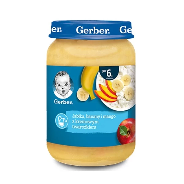 Gerber Piure de mere, banane si mango cu branza de vaci 190g - image 1