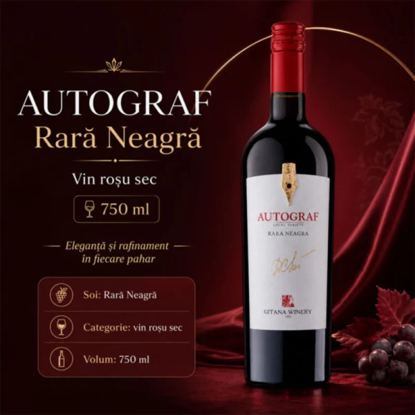 Autograf Rara Neagra vin rosu sec 750 ml - image 2