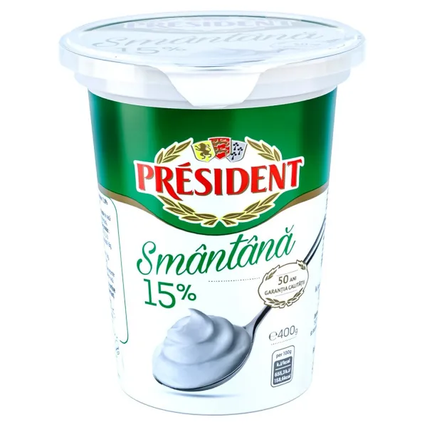 Smantana President 15% 350g pahar - image 1