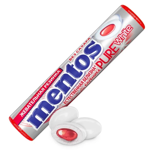 Mentos Guma de mestecat Roll Pure White Capsuna 16g - image 2