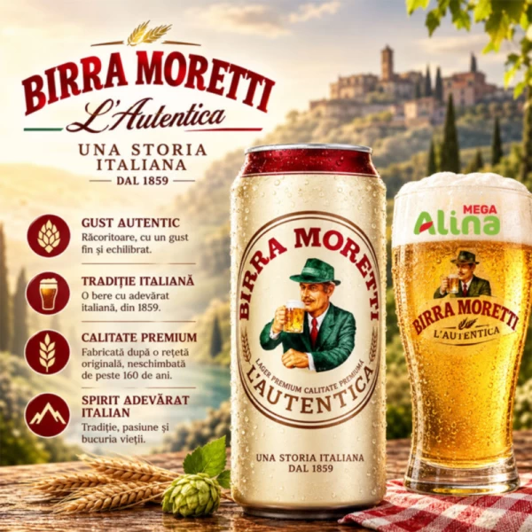 Bere blonda Birra Moretti 500 ml doza - image 2