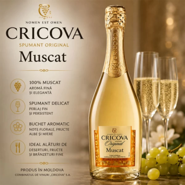 Вино игристое Cricova Мускат белое сладкое 0,75 л - image 2