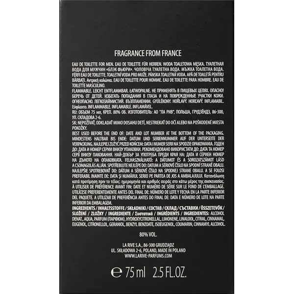 La Rive Apa de toaleta Men 75ml Black Fury - image 3
