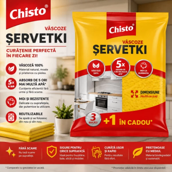 Chisto Салфетки для уборки вискозные 3+1 шт - image 2