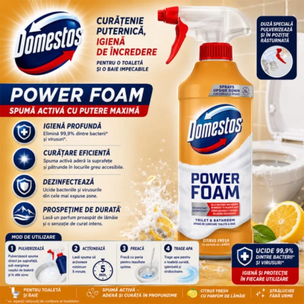 Domestos Spuma de curatare Power Foam, Citrus Fresh 435 ml - image 2