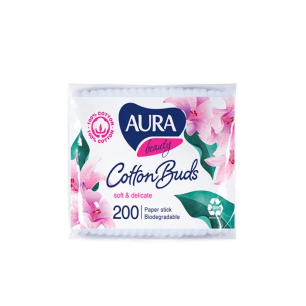 Ватные палочки биоразлагаемые Aura BioDegradable Eco 200 шт - image 1