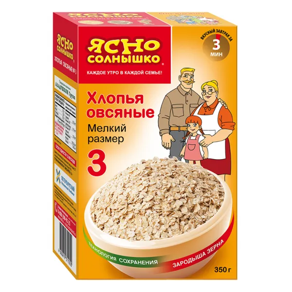Хлопья овсяные Ясно Солнышко N3 350г - image 1