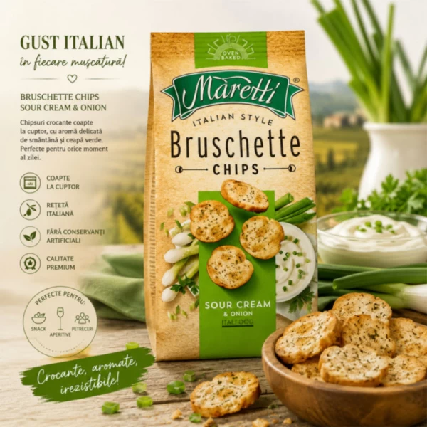 Хлебные брускеты Maretti запеченные со вкусом сметаны и лука 70г - image 2