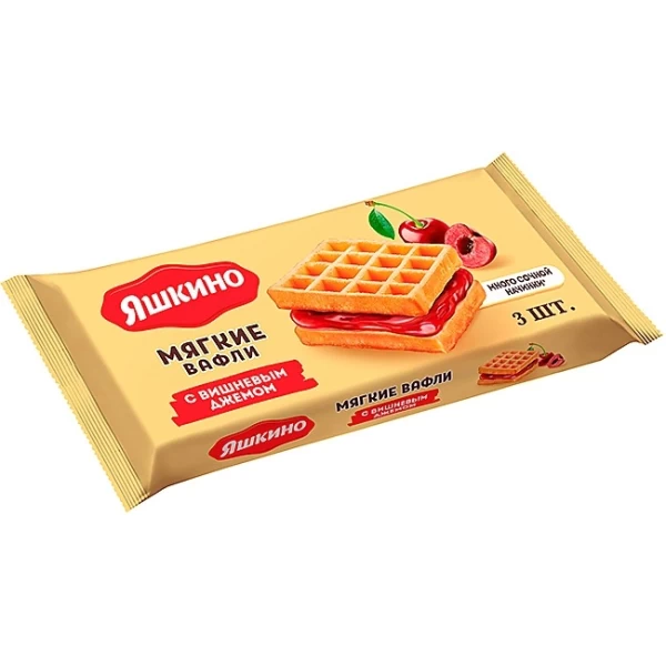 Яшкино Вафли мягкие с вишнёвым джемом 120г - image 1